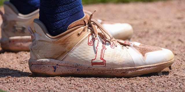 Texas Rangers player's cleat