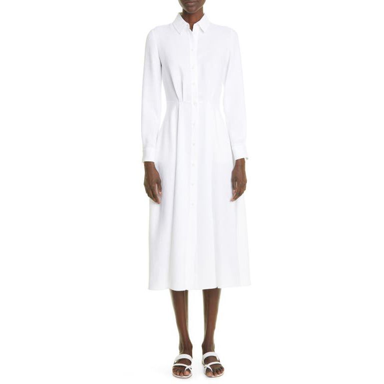 Lucienne Long Sleeve Linen Crepe Shirtdress