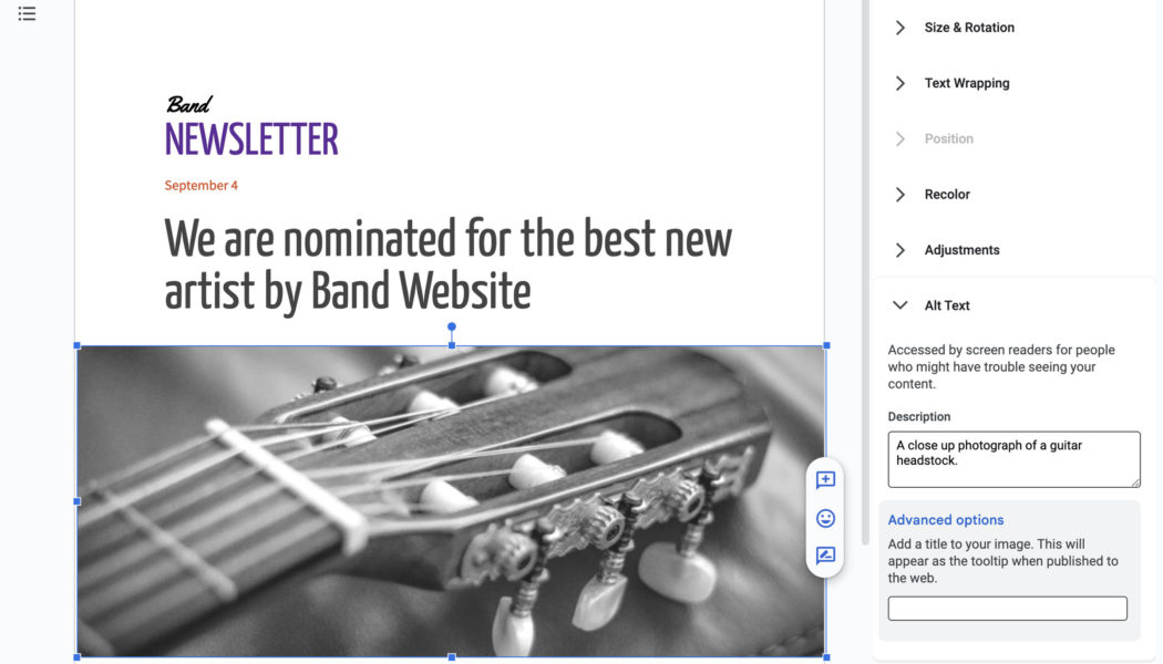 A Google Workspace update makes alt text easier to add