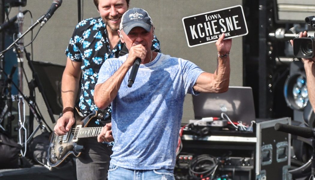 Country music singer Kenny Chesney takes the stage at Iowa Speedway during IndyCar weekend