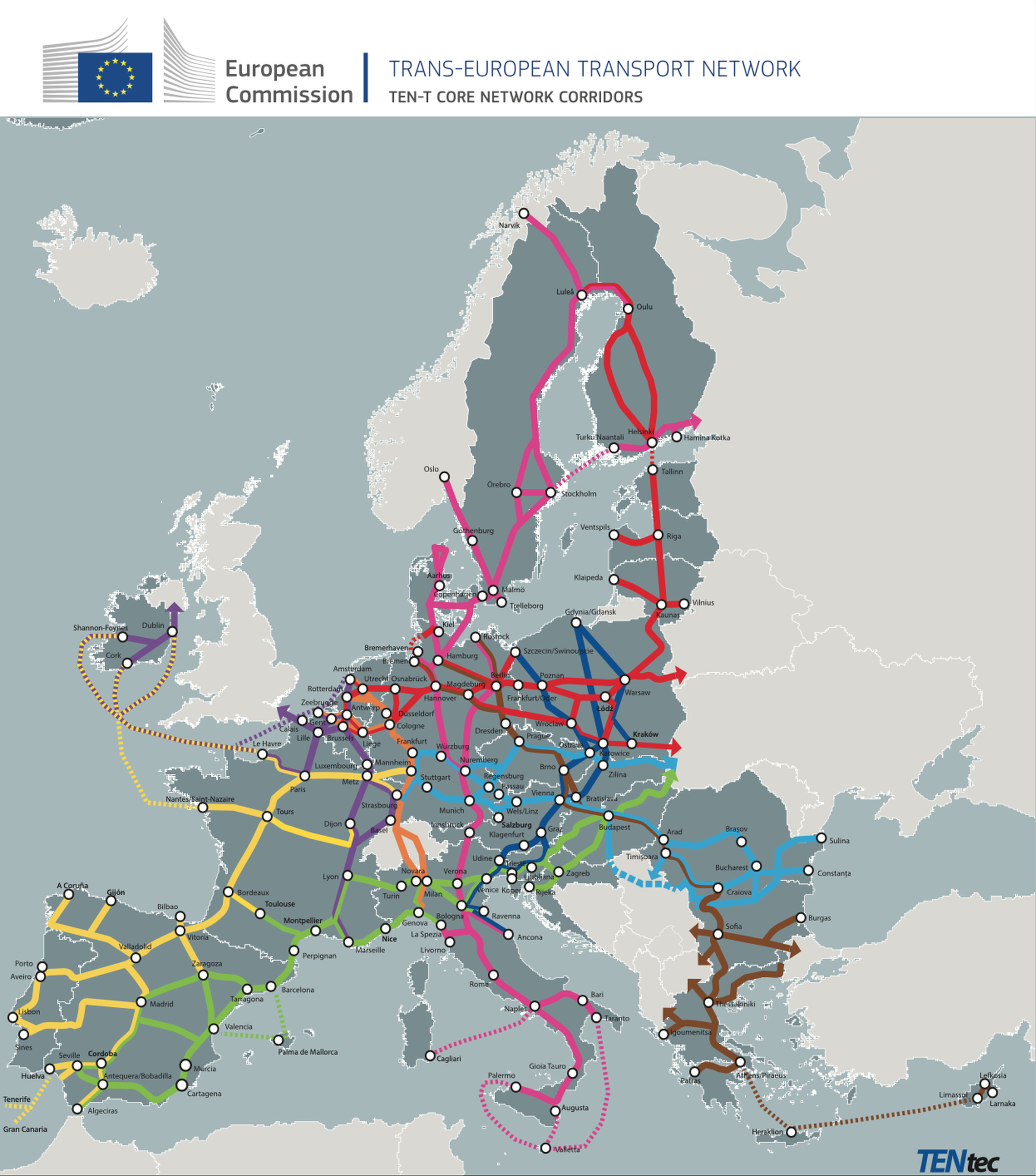 Europe’s TEN-T network of highways.