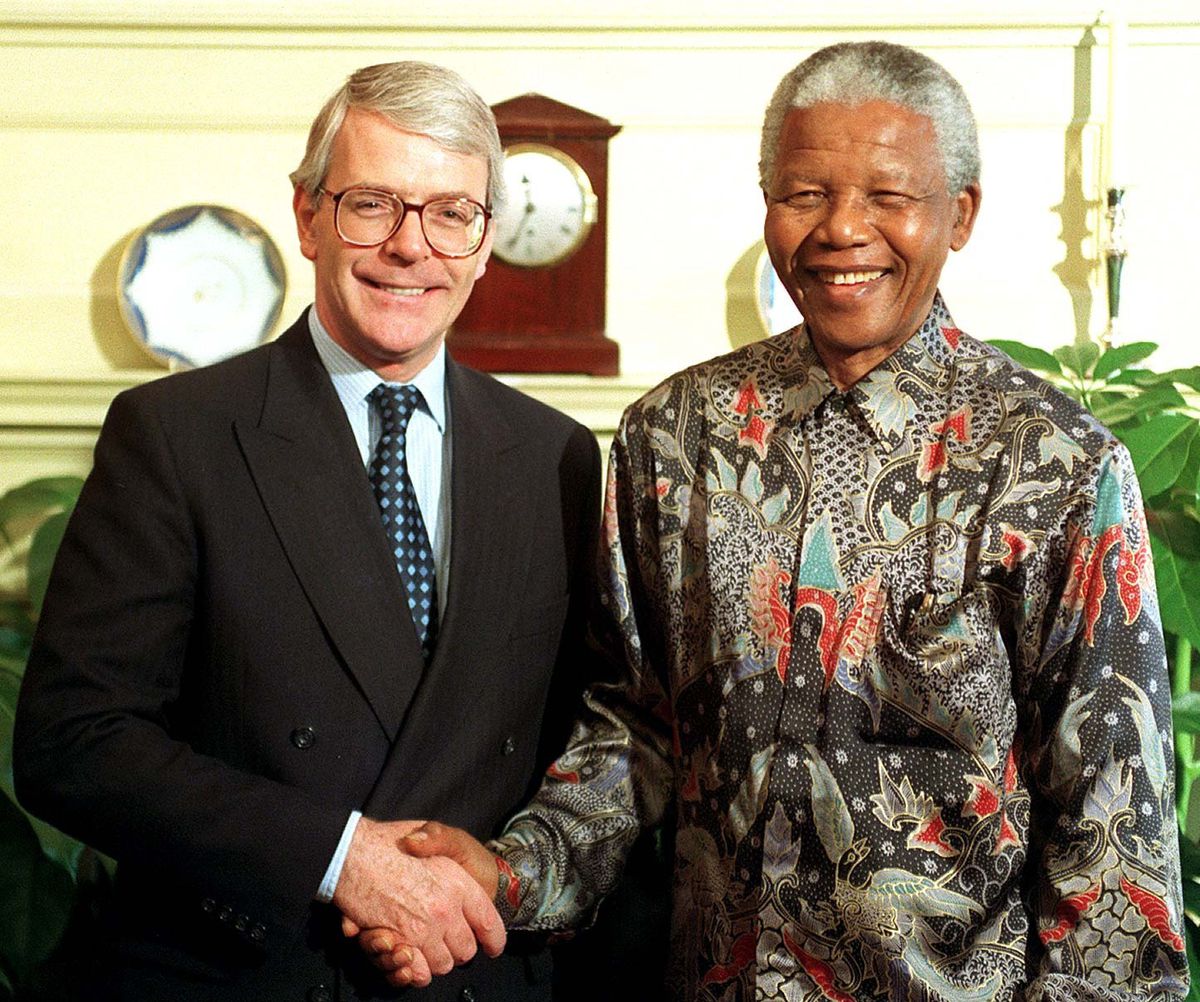 The then Prime Minister John Major with Mr Mandela at Downing Street