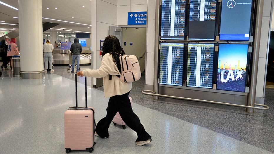 Traveler in an airport