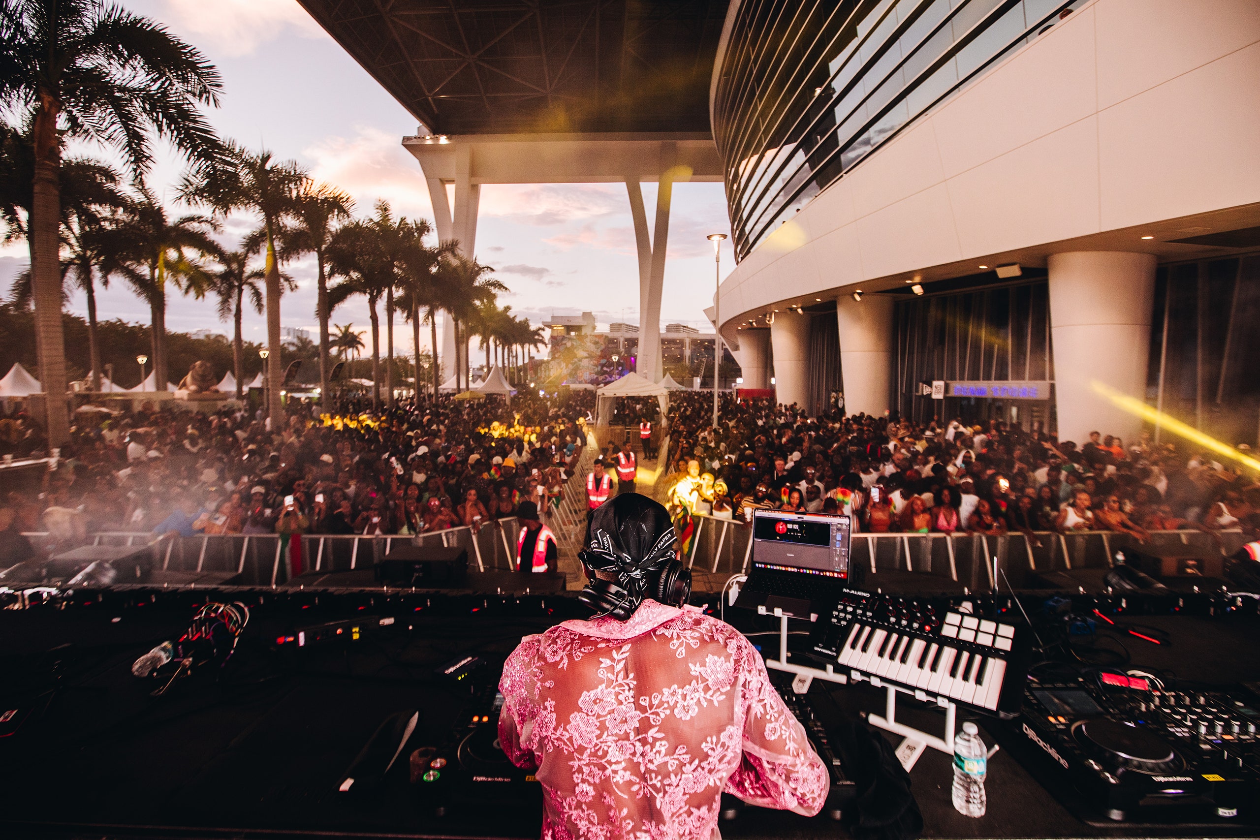 Musical artist Musa Keys performing in front of a crowd