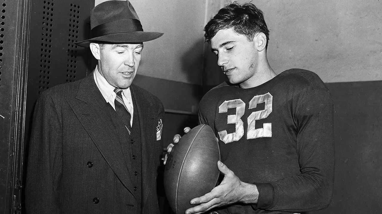 Johnny Lujack gets the game ball