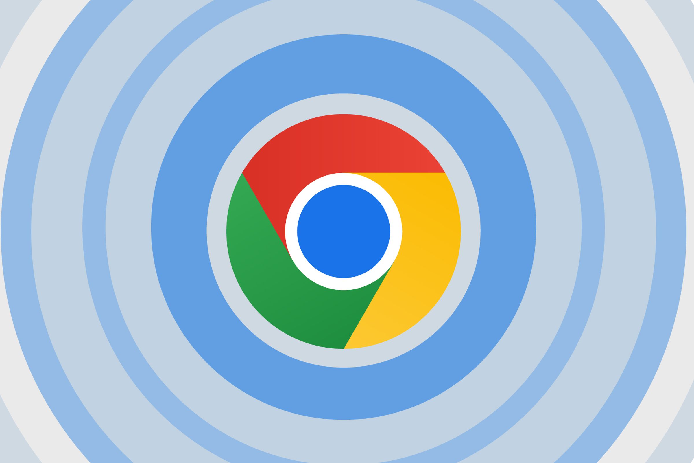 The Google Chrome logo surrounded by blue rings