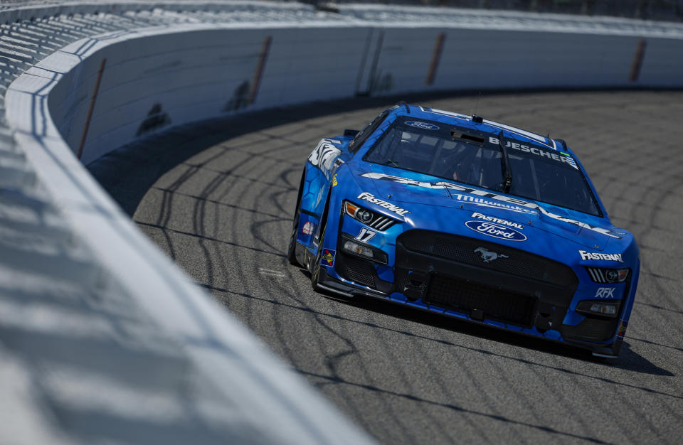 RICHMOND, VIRGINIA - JULY 29: Chris Buescher, driver of the #17 Fastenal Ford, drives during practice for the NASCAR Cup Series Cook Out 400 at Richmond Raceway on July 29, 2023 in Richmond, Virginia. (Photo by Sean Gardner/Getty Images)