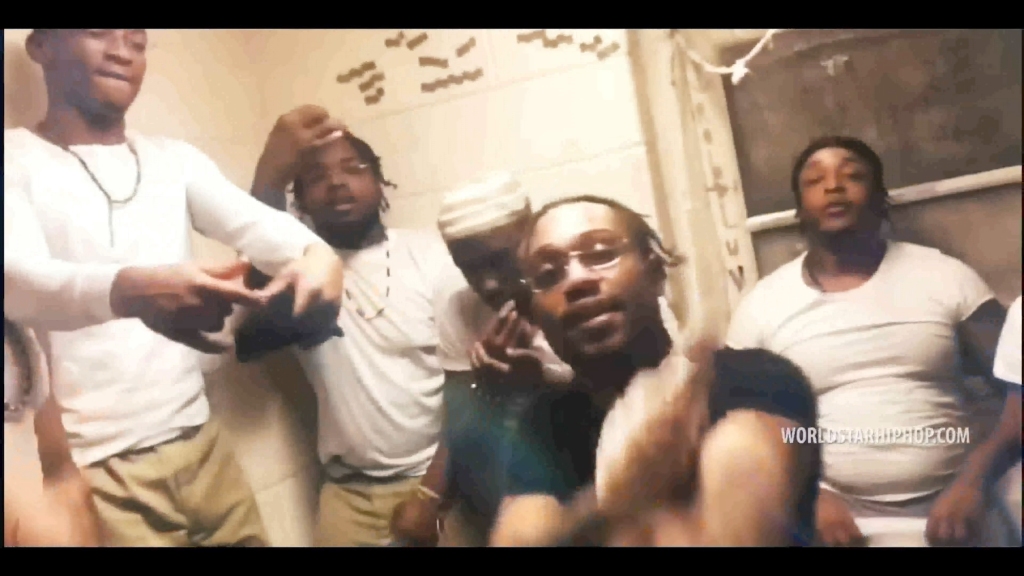 Inmates in a drill rap video.