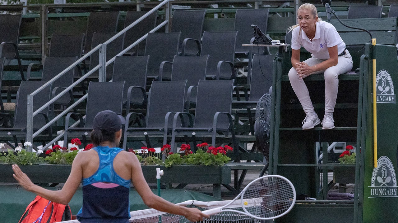 Zhang Shuai argues with referee