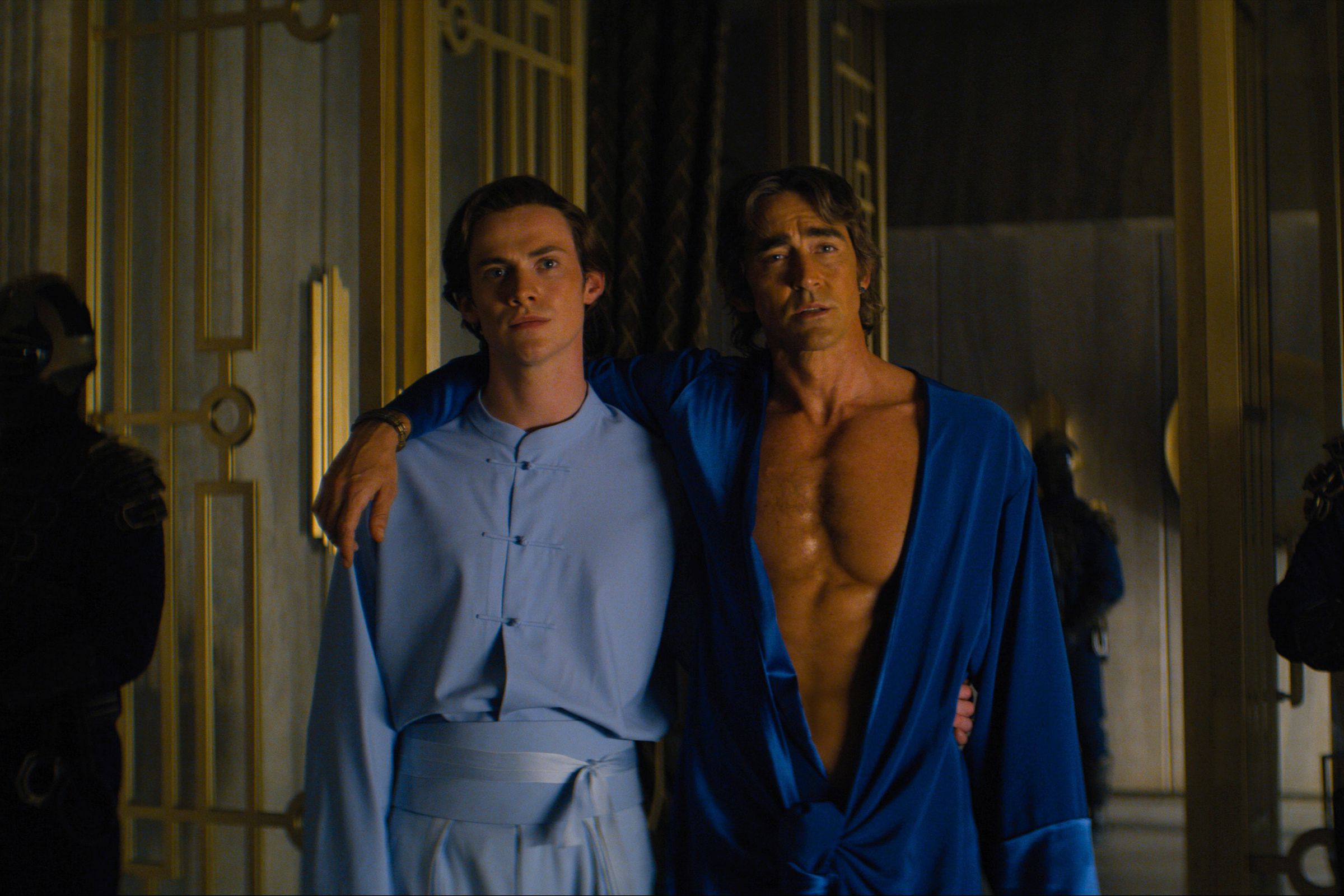 A photo of Cassian Bilton and Lee Pace in season 2 of Foundation.