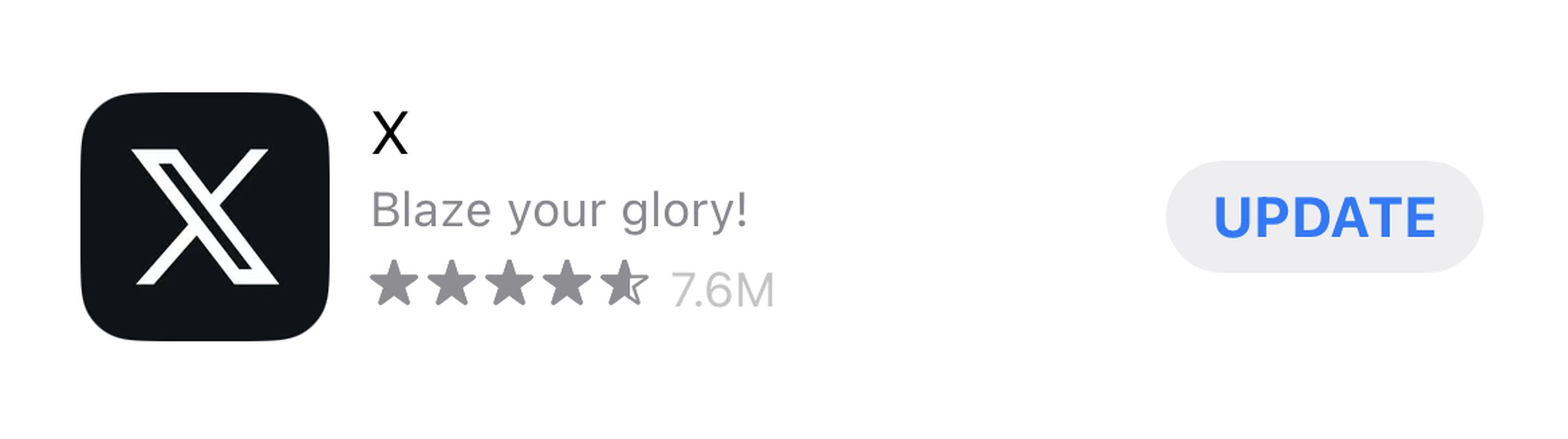 A screen shot of the App Store listing for the X app.