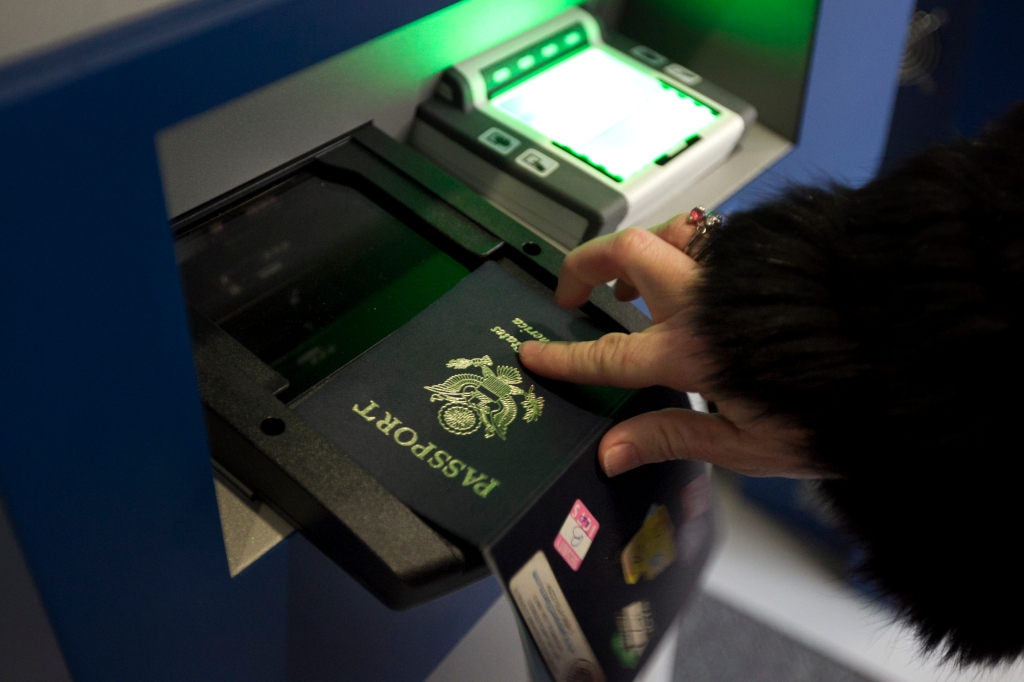 Passport scanned at airport