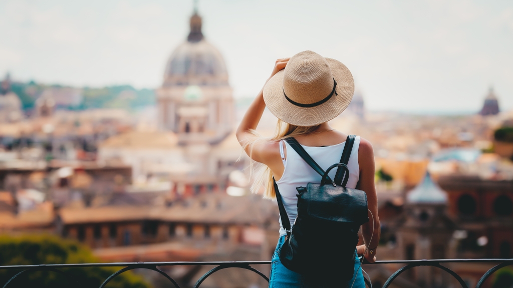 Woman overlooking Italy