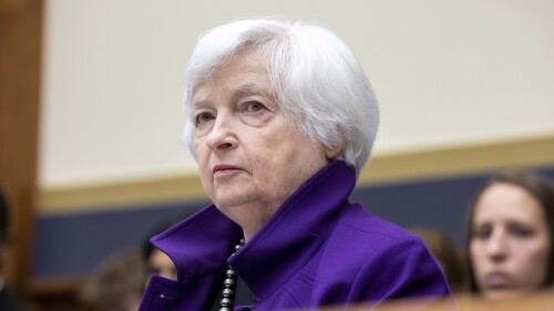 FILE - Treasury Secretary Janet Yellen testifies before the House Financial Services Committee during a hearing regarding the state of the international financial system at the Capitol in Washington, Tuesday, June 13, 2023. (AP Photo/Amanda Andrade-Rhoades, File)