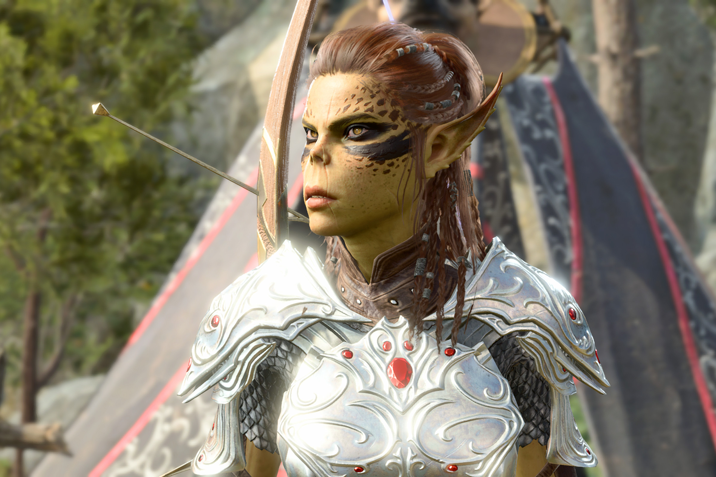 Screenshot from Baldur’s Gate 3 featuring the githyanki warrior Lae’zel