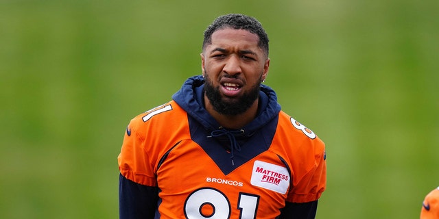 Tim Patrick workouts at the Broncos training facility