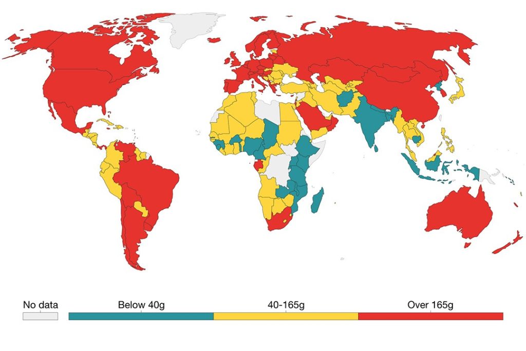 countries that eat the most meat map