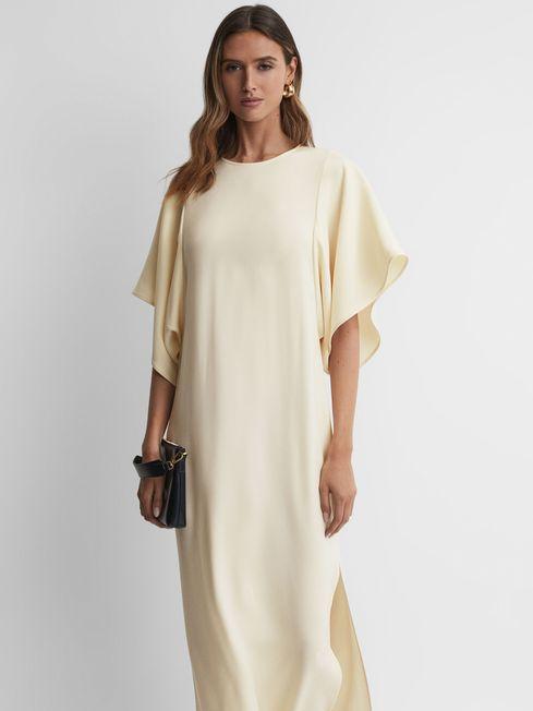 Reiss Lemon Louise Cape-Sleeve Midi Dress