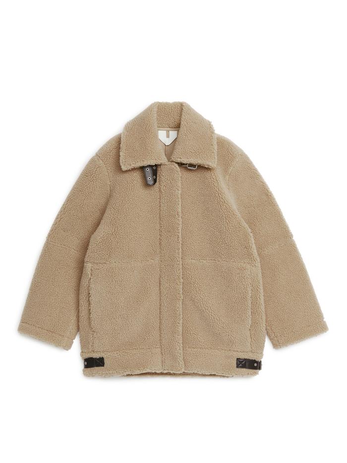 Arket Oversized Leather-Trimmed Pile Jacket