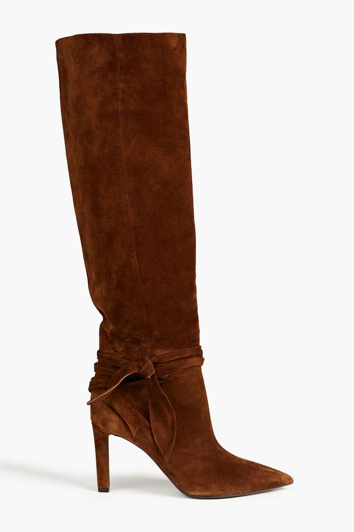 Saint Laurent Knotted Suede Thigh Boots