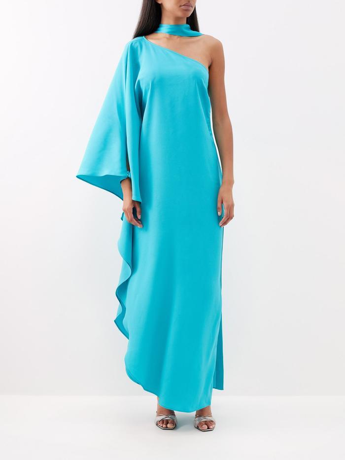 Taller Marmo Bolkan One-Shoulder Crepe Maxi Dress