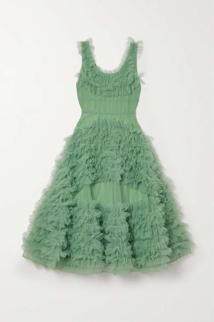 Molly Goddard Mertyl Tiered Ruffled Tulle Midi Dress