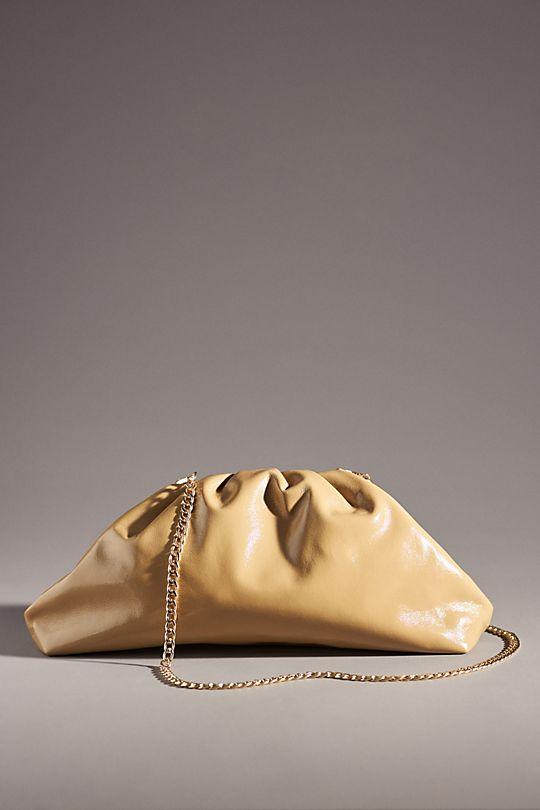 Anthropologie The Frankie Patent Faux-Leather Oversized Clutch Bag