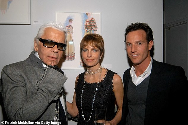 Kolasa (far right) with Karl Lagerfeld and Ann Acierno in 2005