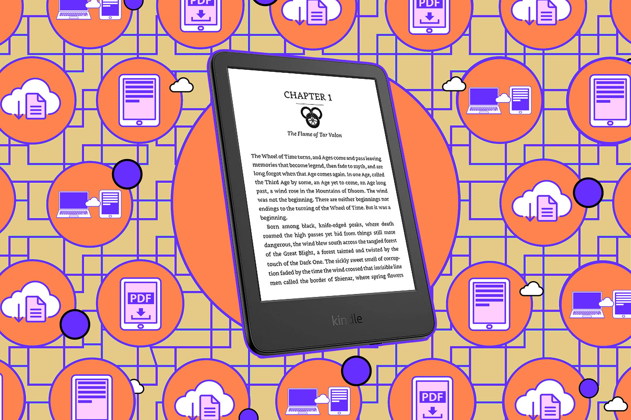 Kindle with illustrated background