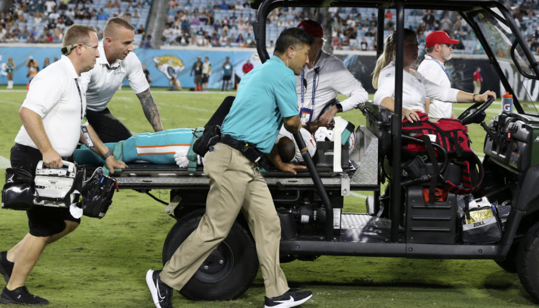 NFL preseason: Dolphins rookie Daewood Davis exits in stretcher, game vs. Jaguars suspended