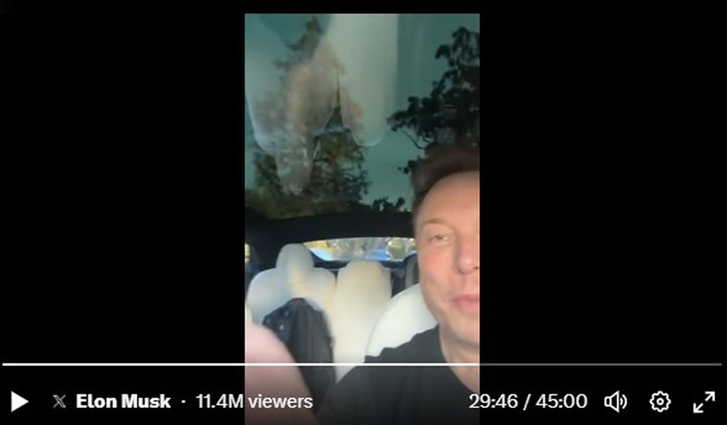 Musk’s livestream selfie.