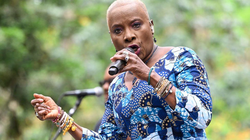 Angelique Kidjo performs at Stern Grove in Golden Gate Park on July 16, 2023 in San Francisco, California.