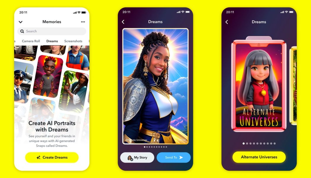 Snapchat is jumping on the AI selfie train with ‘Dreams’