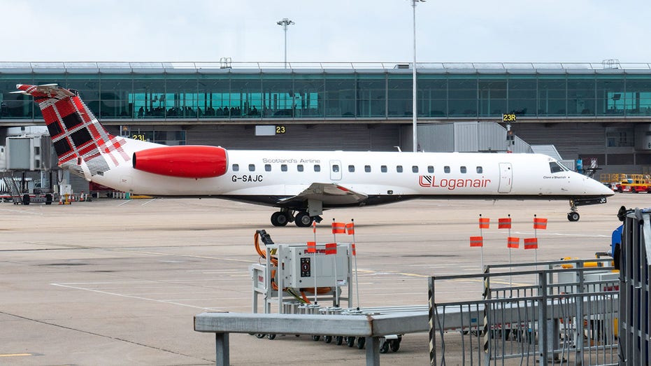 Loganair plane in London, UK