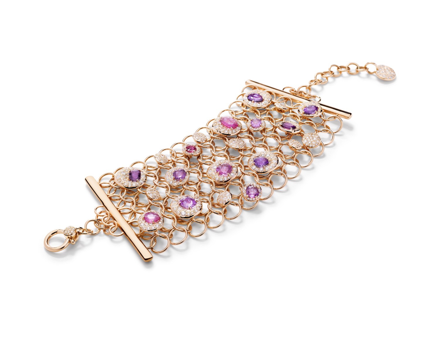 Pomellato - High Jewelry - Bracelet - Urban Bloom - Rose Gold - Pink and Purple Sapphires