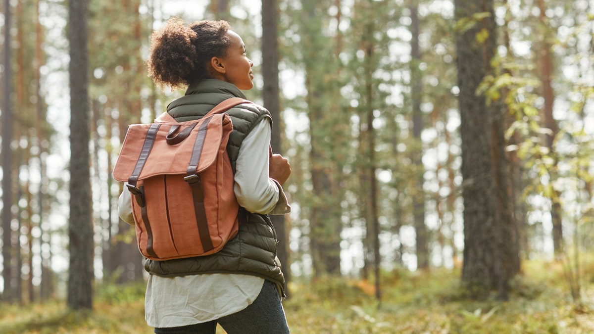 young woman hiking