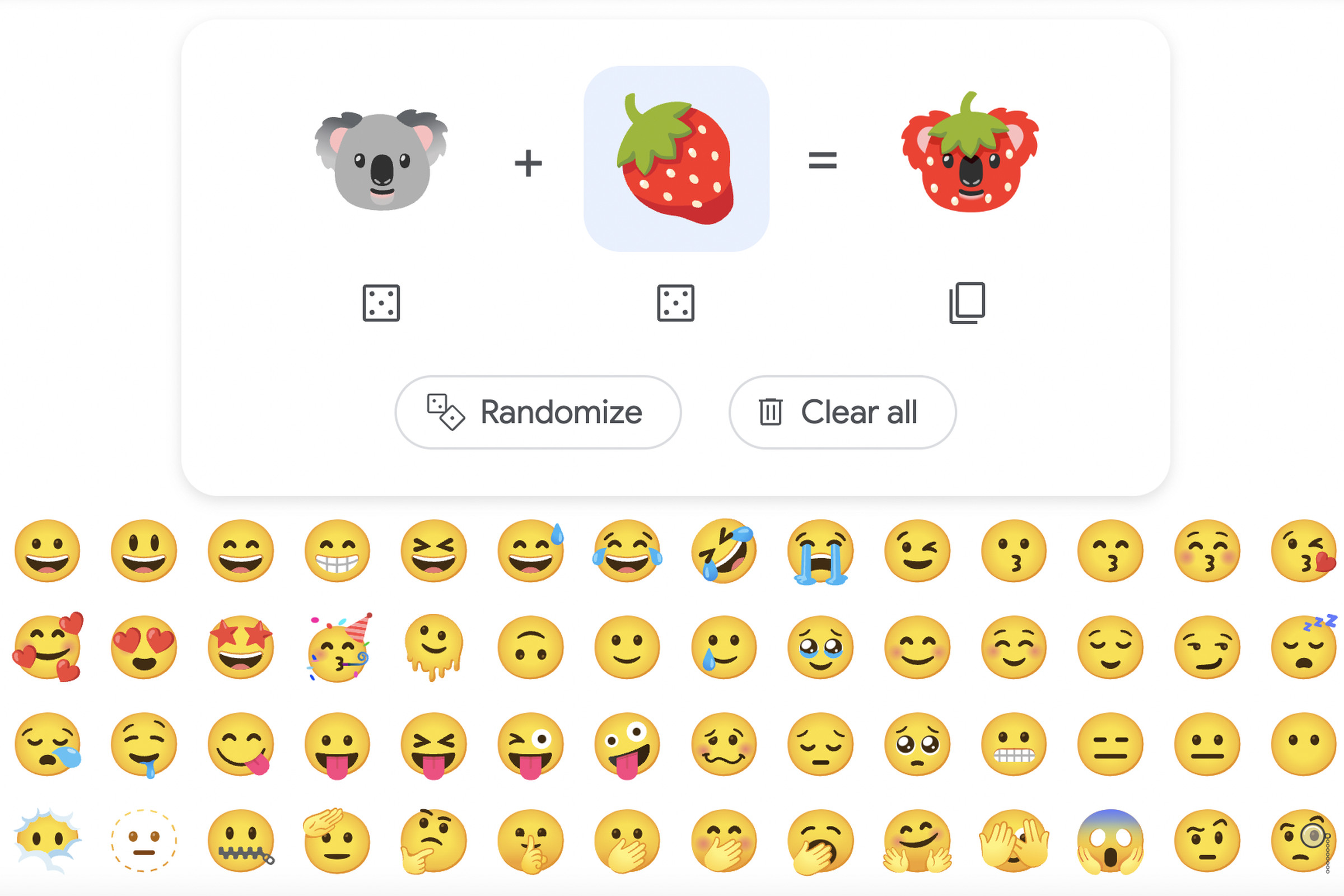 A screenshot showing the Emoji Kitchen feature in Google Search