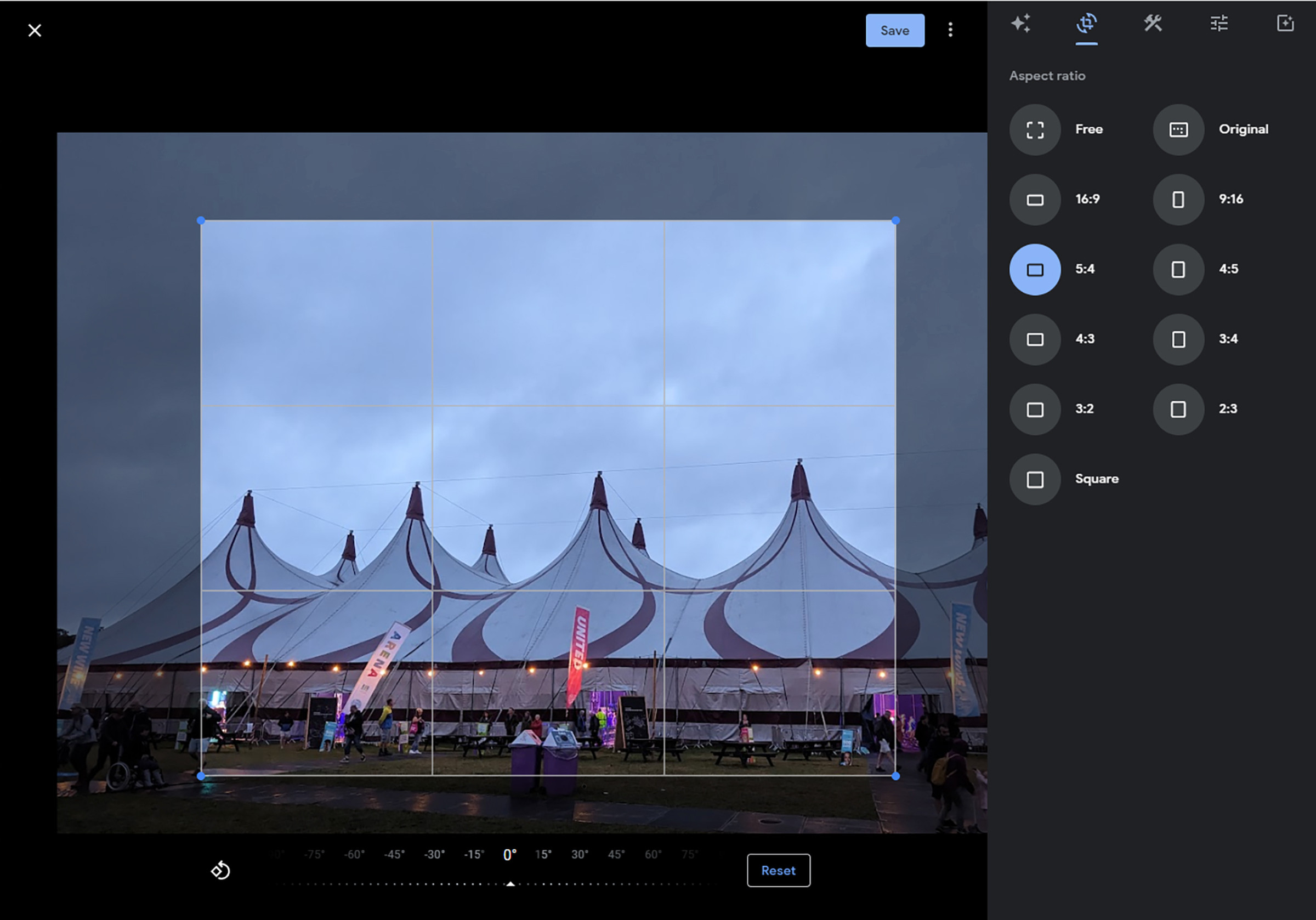 Photo of tents with column labeled Aspect ratio on side with various aspect ratios beneath.