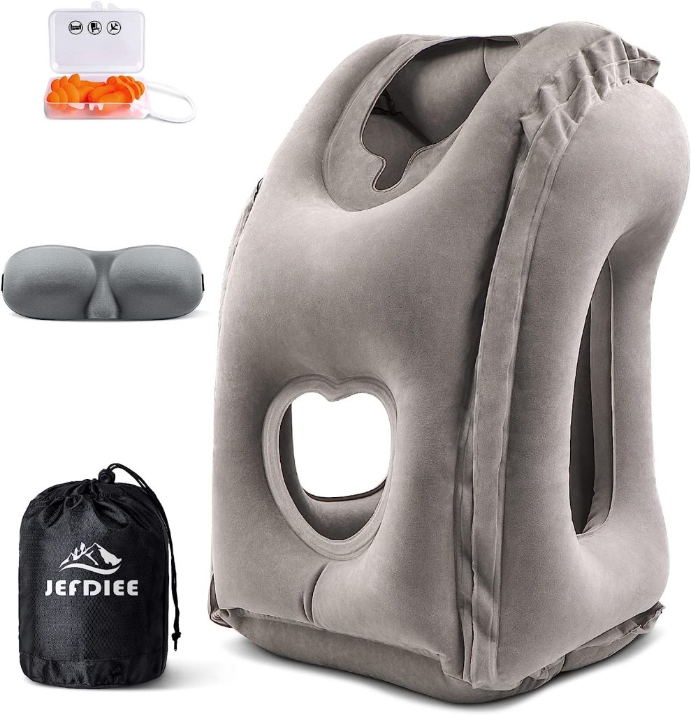 An Amazon screenshot of the inflatable travel pillow.