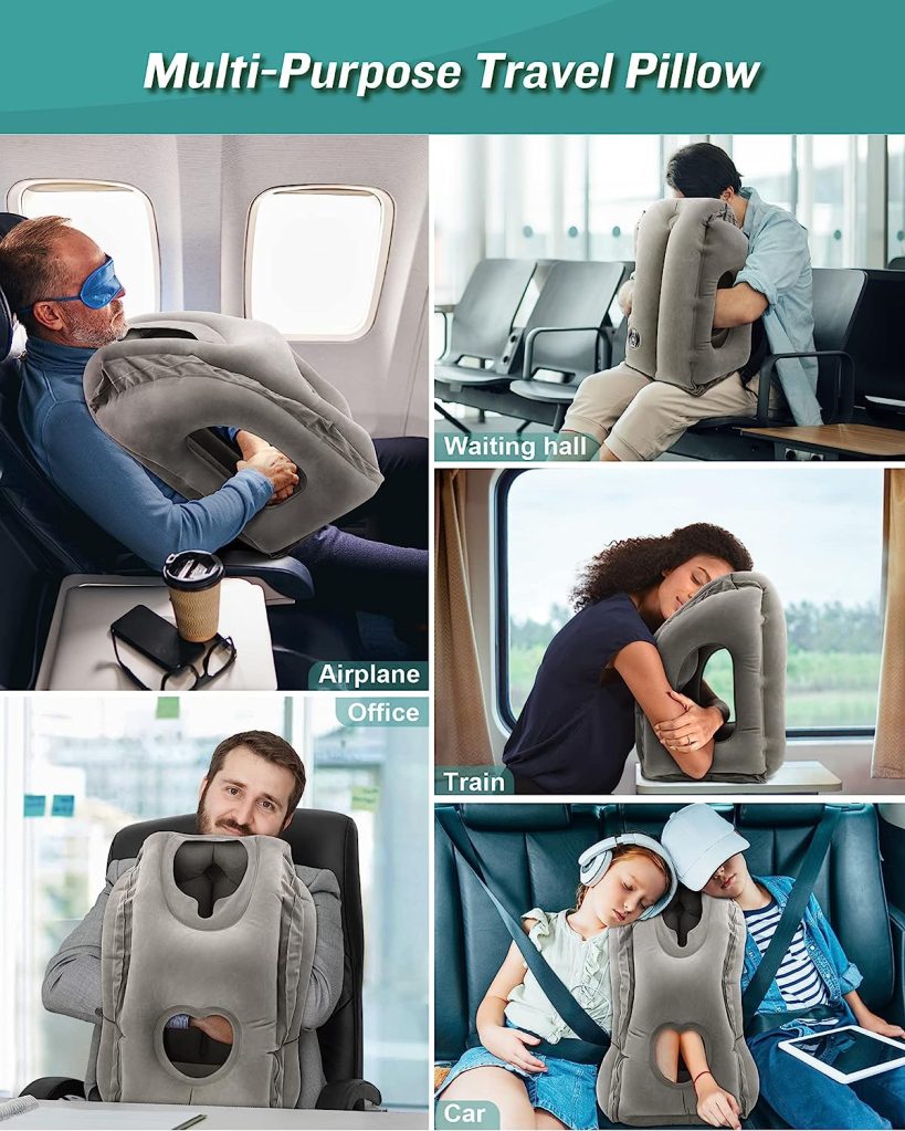 An Amazon screenshot of the inflatable travel pillow.