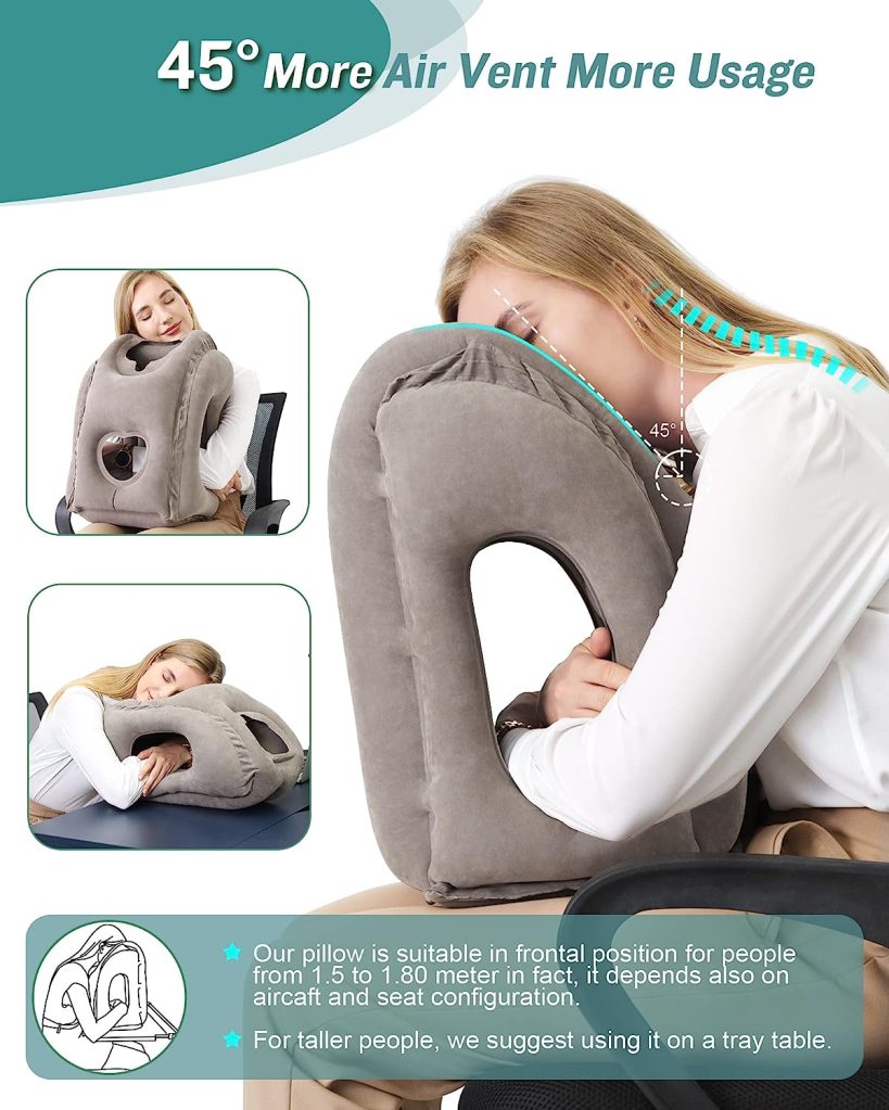 An Amazon screenshot of the inflatable travel pillow.