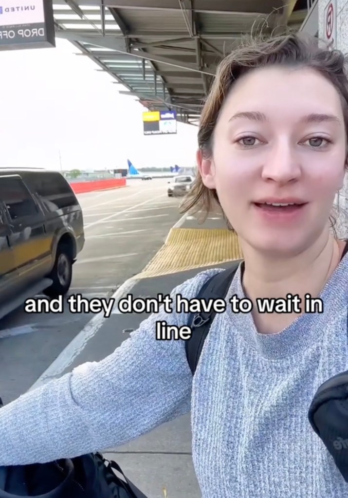 "Because then the person who's picking you up can get up here with no issues, and they don't have to wait in line," she continued.