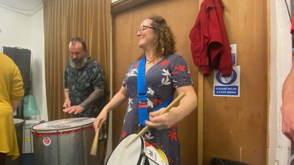 Vanessa Hasson at the BeatnDrum Samba Band practice