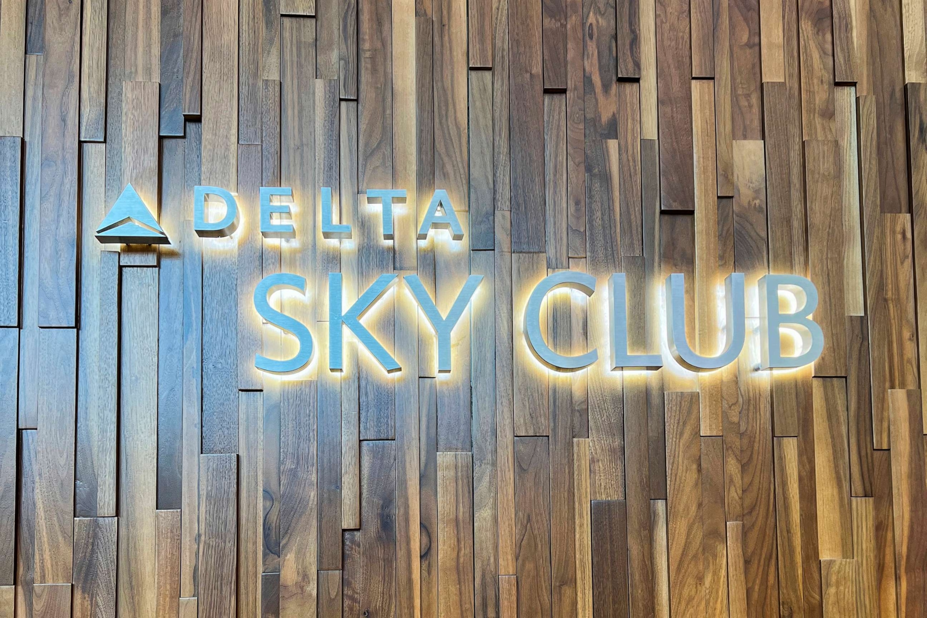 PHOTO: In this Jan. 22, 2023, file photo, the sign for the Delta Sky Club is shown at Terminal 2 at Fort Lauderdale-Hollywood International Airport, in Fort Lauderdale, Fla.