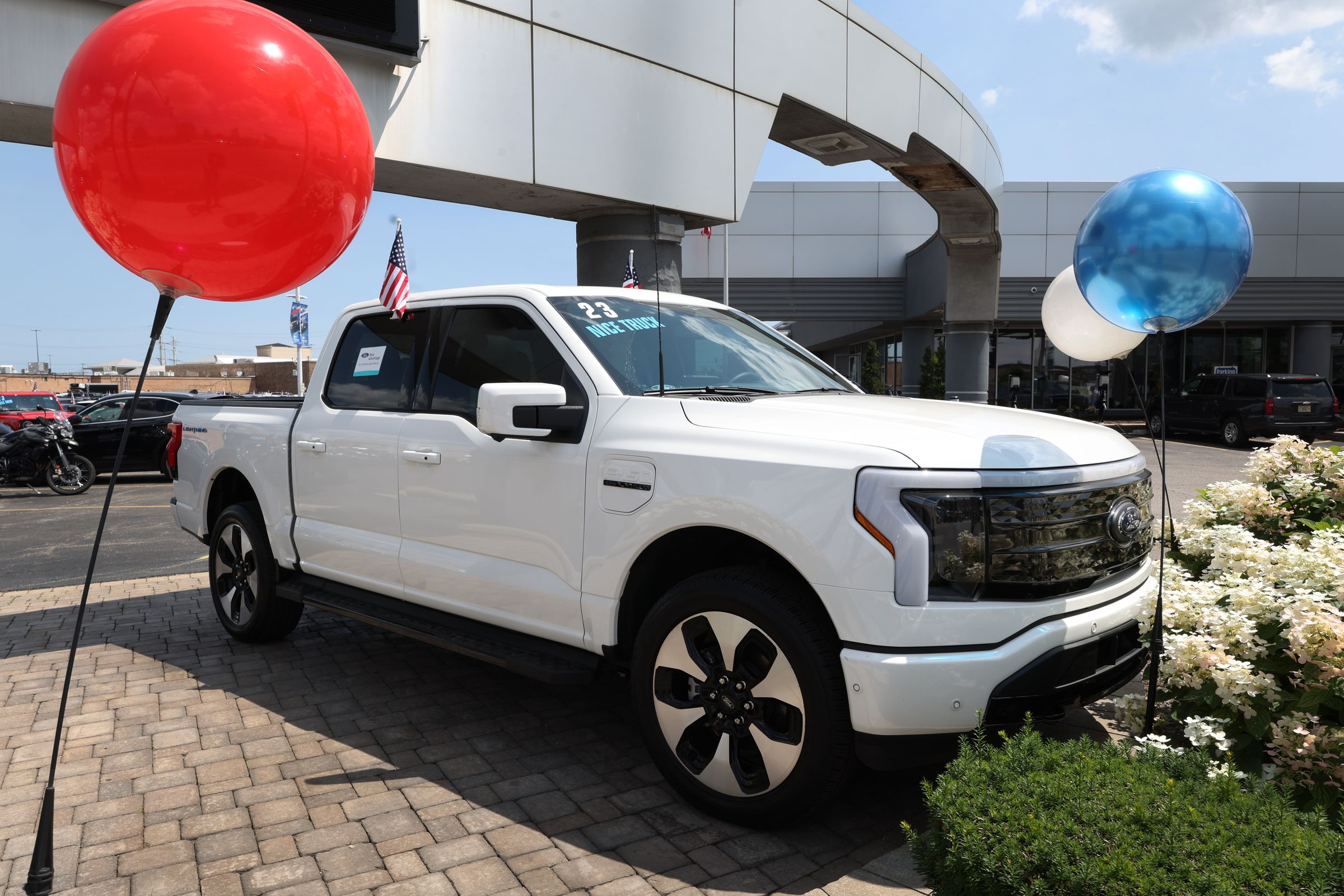 Ford F-150 Lightning at a dealership