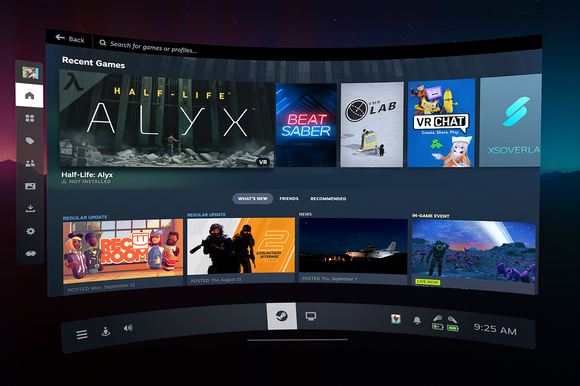 A screenshot of SteamVR 2.0.