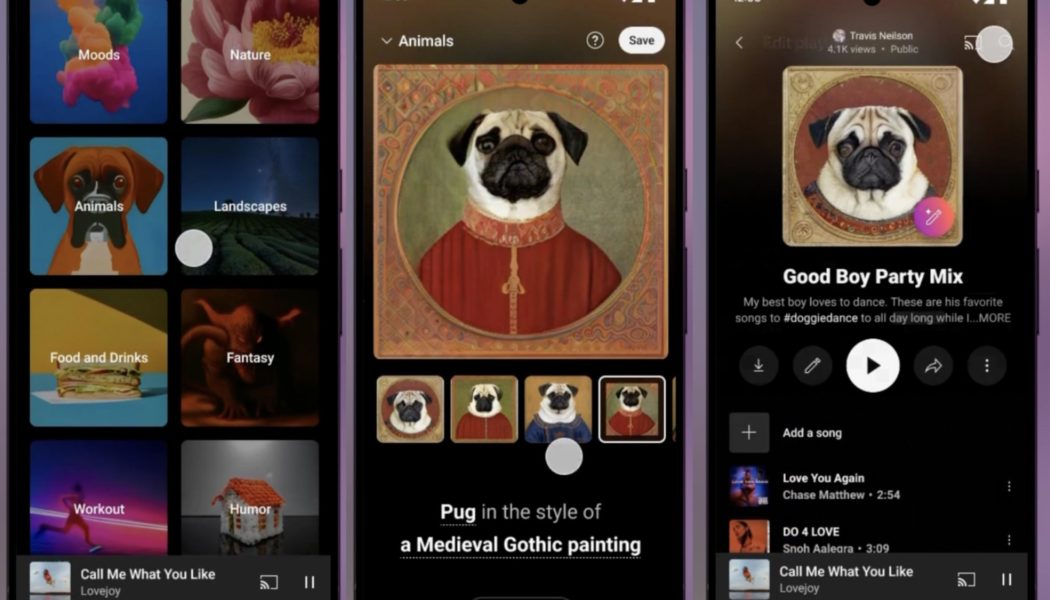 YouTube Music now lets you make your own playlist art with AI