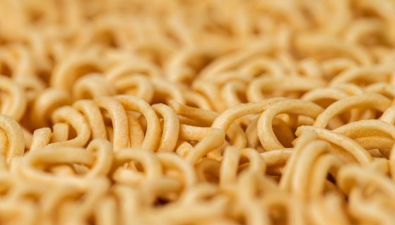 Instant noodles on white background