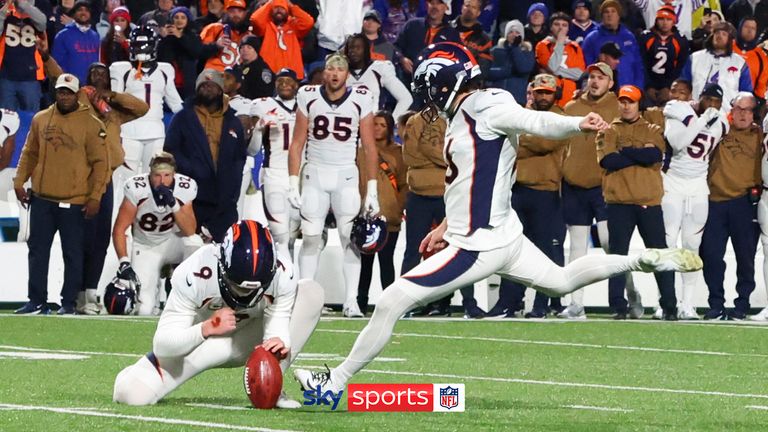 Denver Broncos' Wil Lutz kicked a 36-yard field goal to win the game after crucial Buffalo Bills penalties.