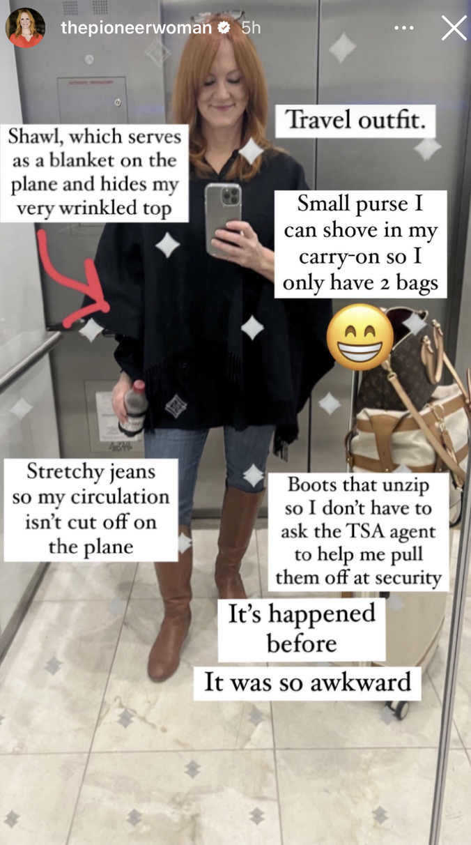 ree drummond's comfy and cute travel outfit